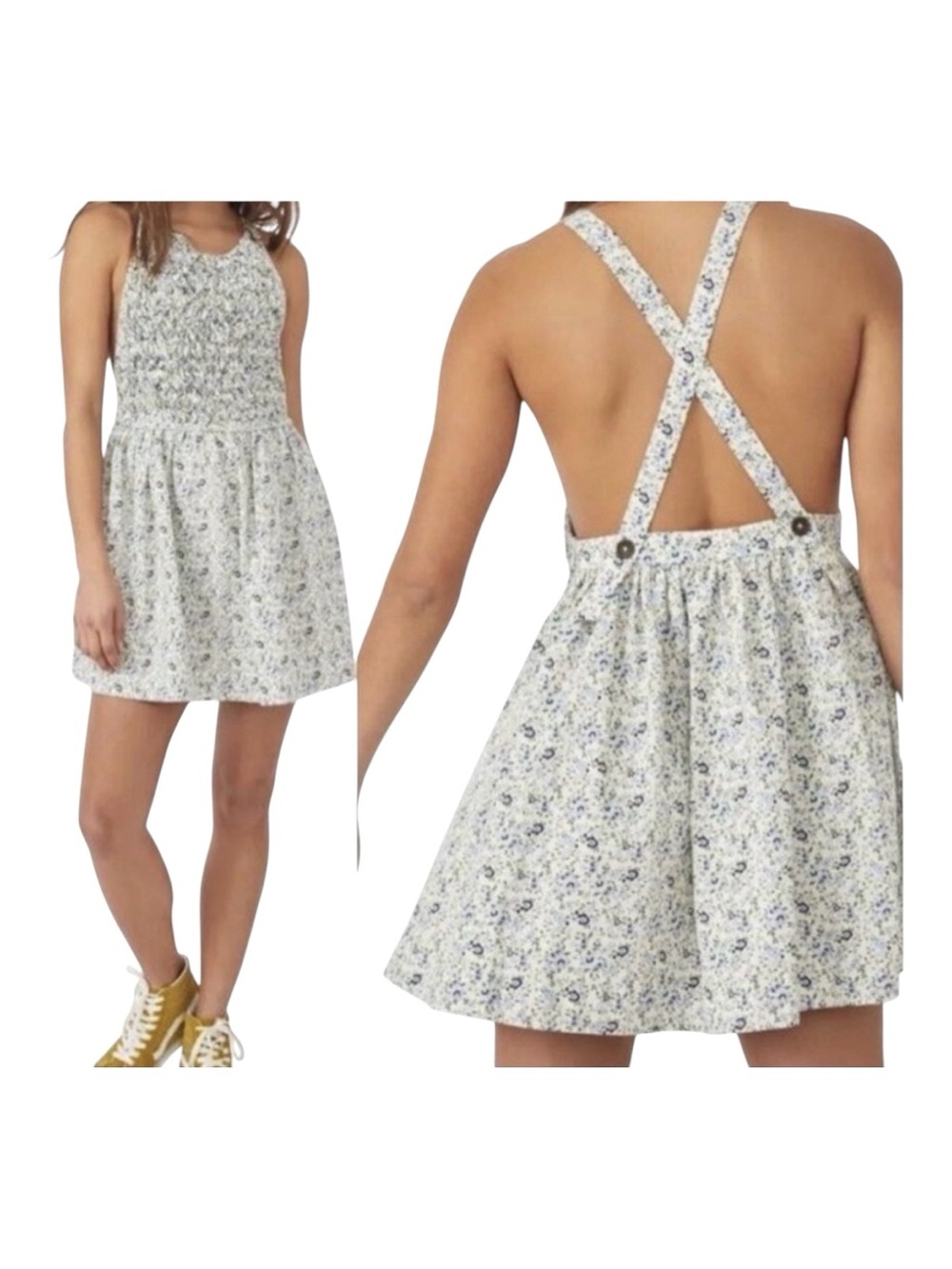 Free People Petunia Mini Tea Combo Floral Smocked Back Dress Women’s XS